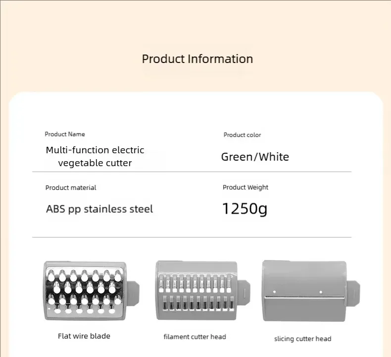 Home Kitchen Electric Vegetable Cutter and Shredder with Versatile Slicing Functions