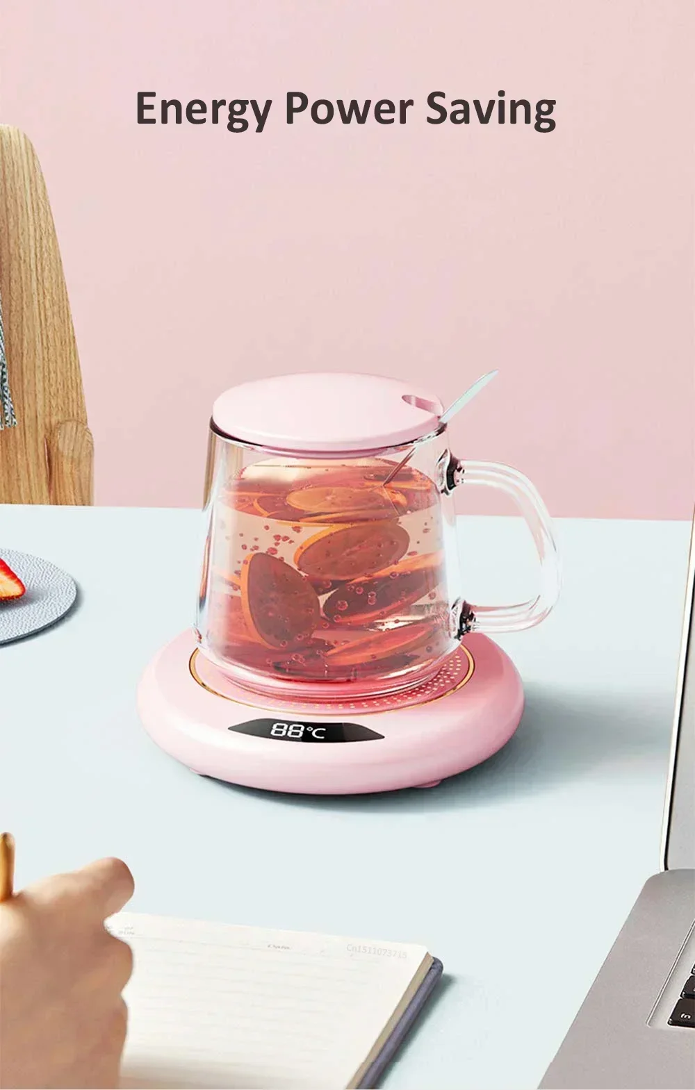 USB Powered Cup Heater Digital Display Smart Constant Temperature Mug Warmer Office Desktop Coffee Tea Milk Heating Coaster