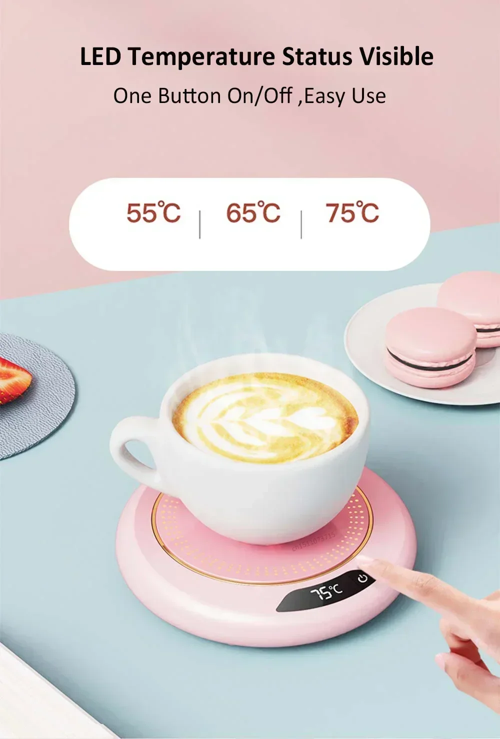 USB Powered Cup Heater Digital Display Smart Constant Temperature Mug Warmer Office Desktop Coffee Tea Milk Heating Coaster