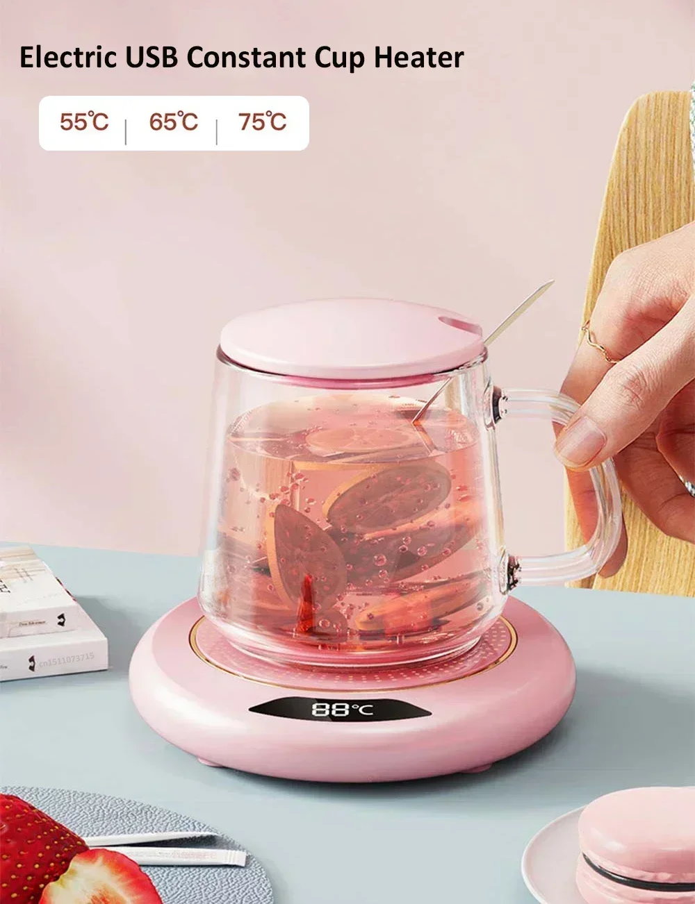 USB Powered Cup Heater Digital Display Smart Constant Temperature Mug Warmer Office Desktop Coffee Tea Milk Heating Coaster