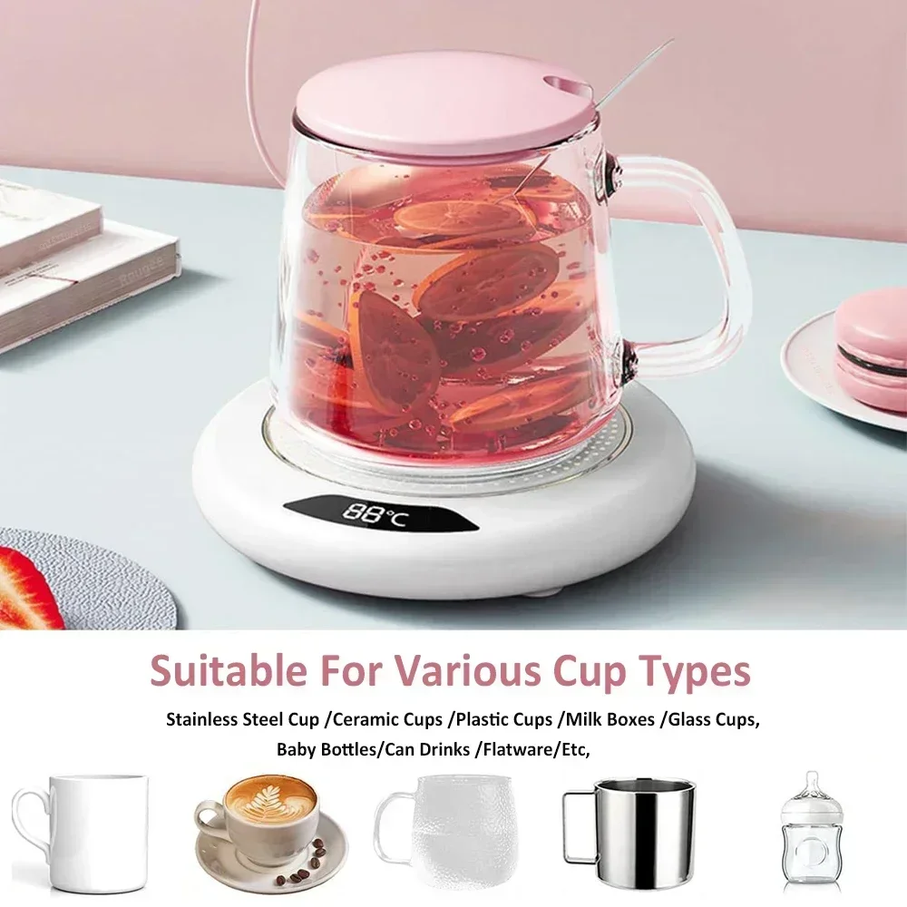 USB Powered Cup Heater Digital Display Smart Constant Temperature Mug Warmer Office Desktop Coffee Tea Milk Heating Coaster