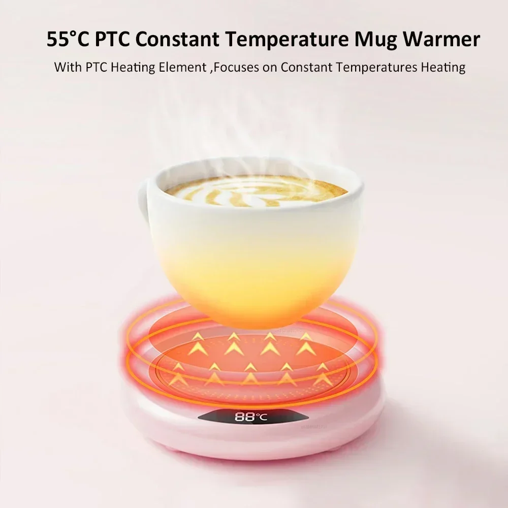USB Powered Cup Heater Digital Display Smart Constant Temperature Mug Warmer Office Desktop Coffee Tea Milk Heating Coaster