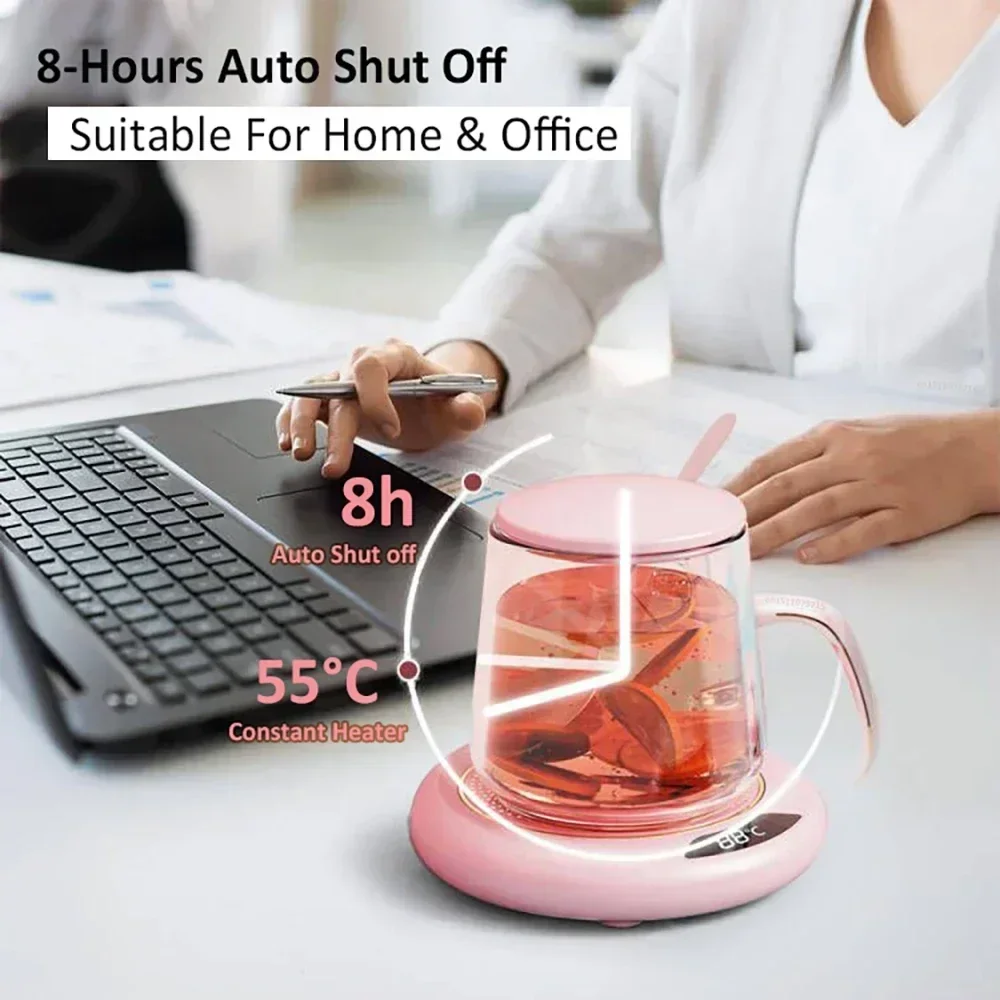 USB Powered Cup Heater Digital Display Smart Constant Temperature Mug Warmer Office Desktop Coffee Tea Milk Heating Coaster