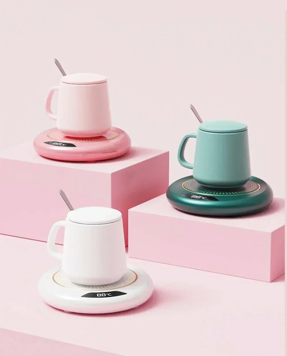 USB Powered Cup Heater Digital Display Smart Constant Temperature Mug Warmer Office Desktop Coffee Tea Milk Heating Coaster