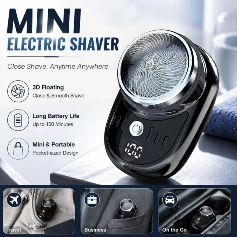 Lenovo Electric Shaver Portable Mini For Men Pocket Travel Razor Wireless Detachable Beard Trimmer Type‑C Fast Charging Digital
