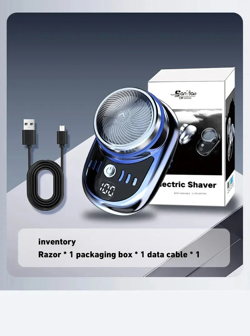 Lenovo Electric Shaver Portable Mini For Men Pocket Travel Razor Wireless Detachable Beard Trimmer Type‑C Fast Charging Digital