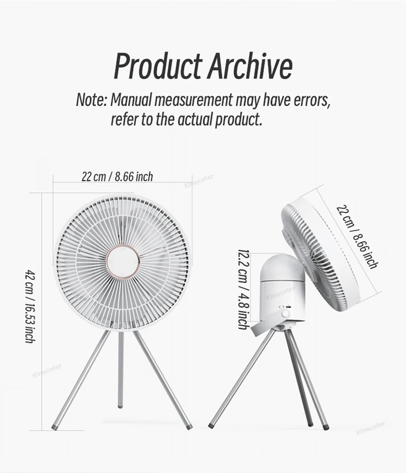 Electric Oscillating Fan Rechargeable Desktop Circulator Wireless Ceiling Camping Tent Fan with Remote Control LED Lighting