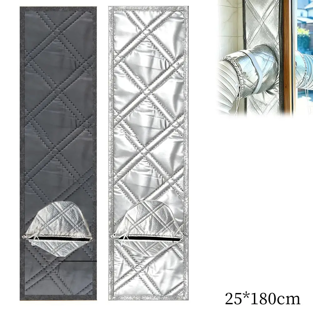 Portable Air Conditioner Window Seal Cloth, Insulated Window Vent Kit with Drawstring Hole for Portable AC Exhaust Hose, Heat In