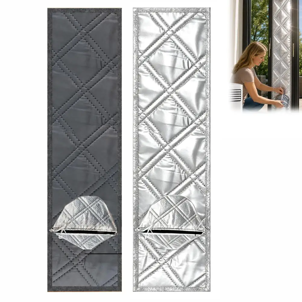 Portable Air Conditioner Window Seal Cloth, Insulated Window Vent Kit with Drawstring Hole for Portable AC Exhaust Hose, Heat In