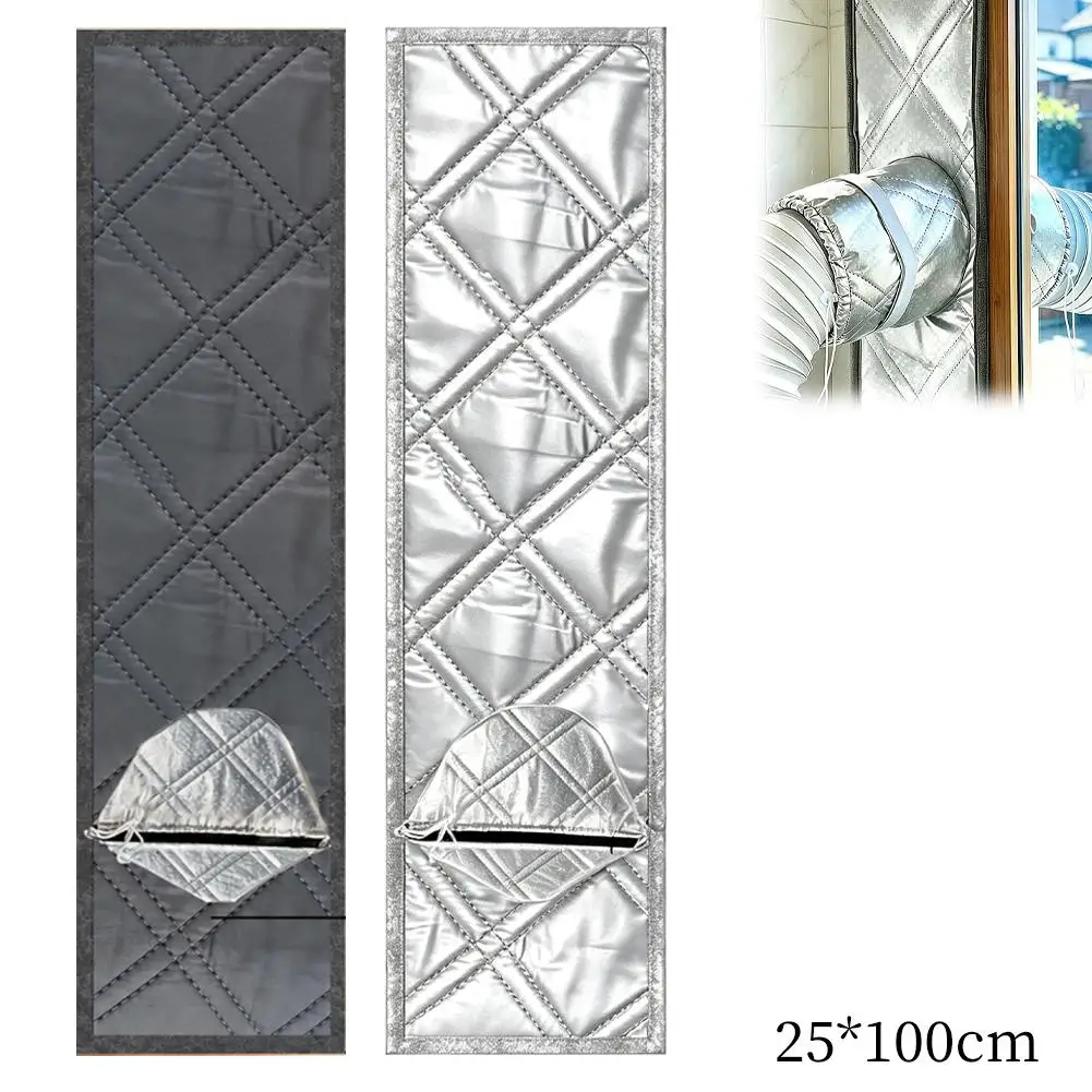 Portable Air Conditioner Window Seal Cloth, Insulated Window Vent Kit with Drawstring Hole for Portable AC Exhaust Hose, Heat In