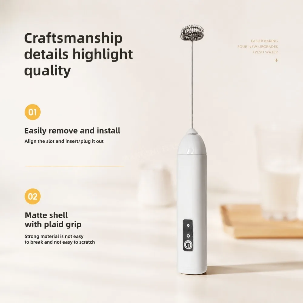 Milk Frother Egg Beater Mini Coffee Whisk Mixer Rechargeable Electric Milk Frother Wireless Milk Foamer Maker Handheld Stirrer
