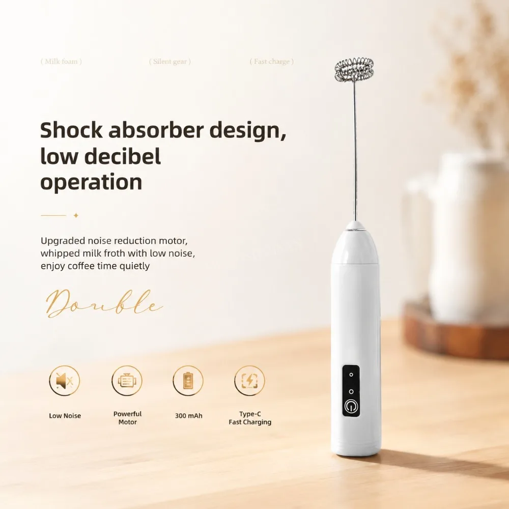 Milk Frother Egg Beater Mini Coffee Whisk Mixer Rechargeable Electric Milk Frother Wireless Milk Foamer Maker Handheld Stirrer