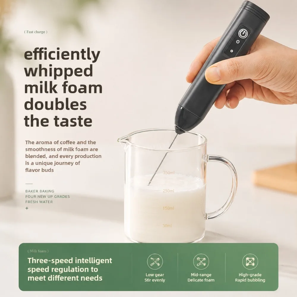 Milk Frother Egg Beater Mini Coffee Whisk Mixer Rechargeable Electric Milk Frother Wireless Milk Foamer Maker Handheld Stirrer