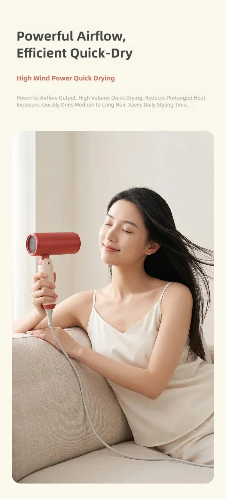 TINSOL Professional Negative Ion Hair Dryer, Constant Temperature Hair Care, Quick Drying, Convenient Foldable Hair Dryer