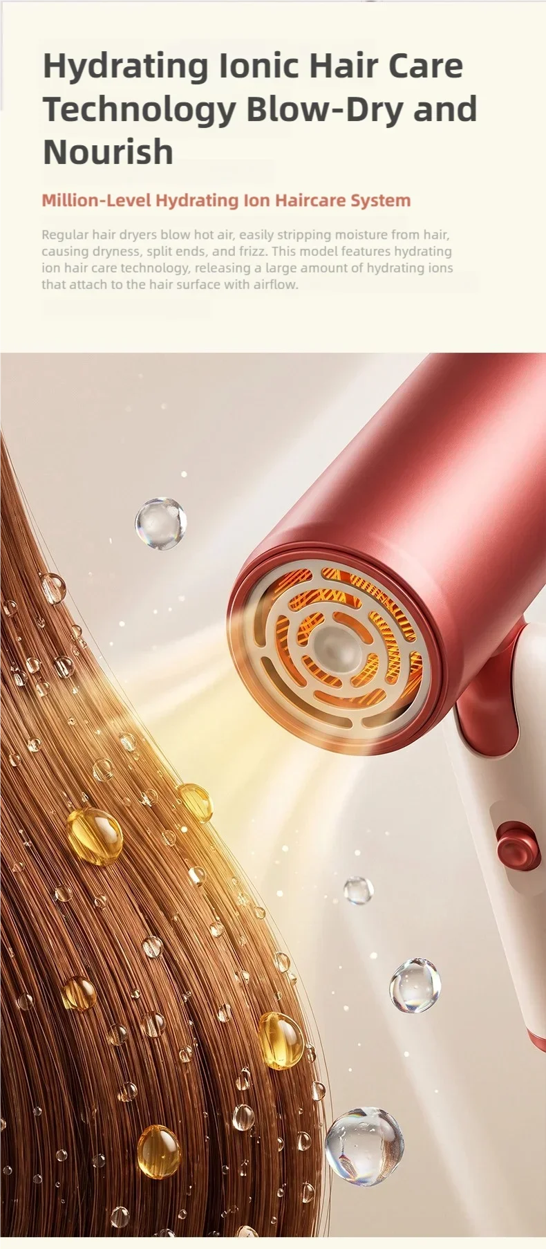 TINSOL Professional Negative Ion Hair Dryer, Constant Temperature Hair Care, Quick Drying, Convenient Foldable Hair Dryer