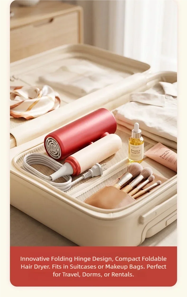 TINSOL Professional Negative Ion Hair Dryer, Constant Temperature Hair Care, Quick Drying, Convenient Foldable Hair Dryer