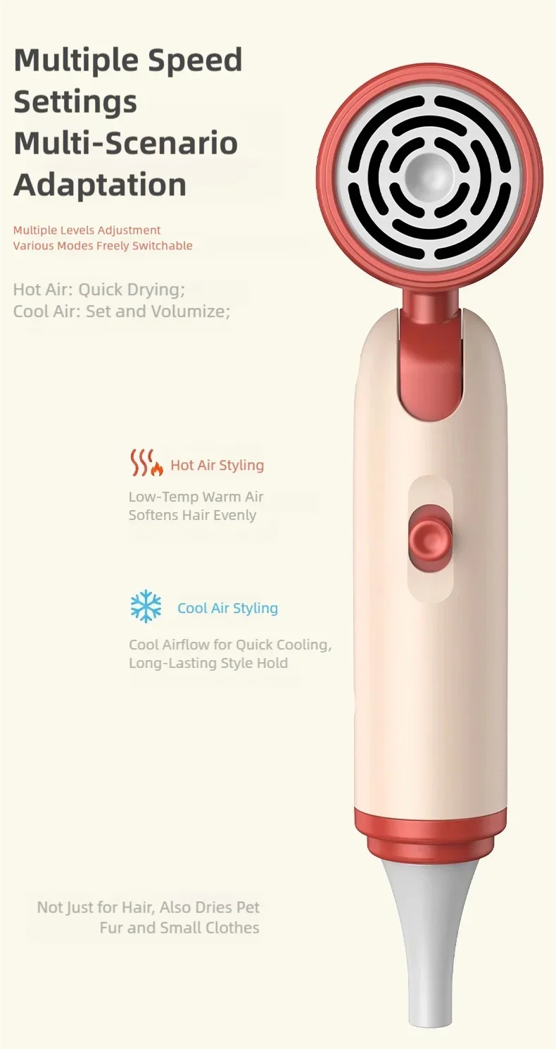 TINSOL Professional Negative Ion Hair Dryer, Constant Temperature Hair Care, Quick Drying, Convenient Foldable Hair Dryer
