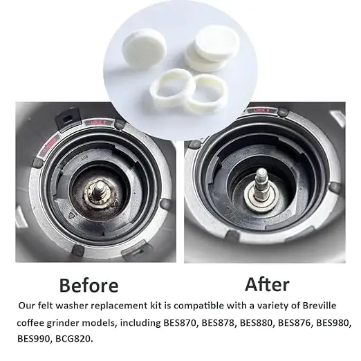 Felt Washer Replacement Compatible with Breville Espresso Machine Grinder – BES870 BES878 BES880 BCG820 BES980 – Wool Ring
