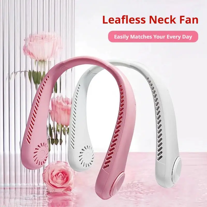 Portable Bladeless Neck Fan Neck Air Conditioner Rechargeable Cooling Fan Outdoor Personal Fan Wearable Cooler Gifts