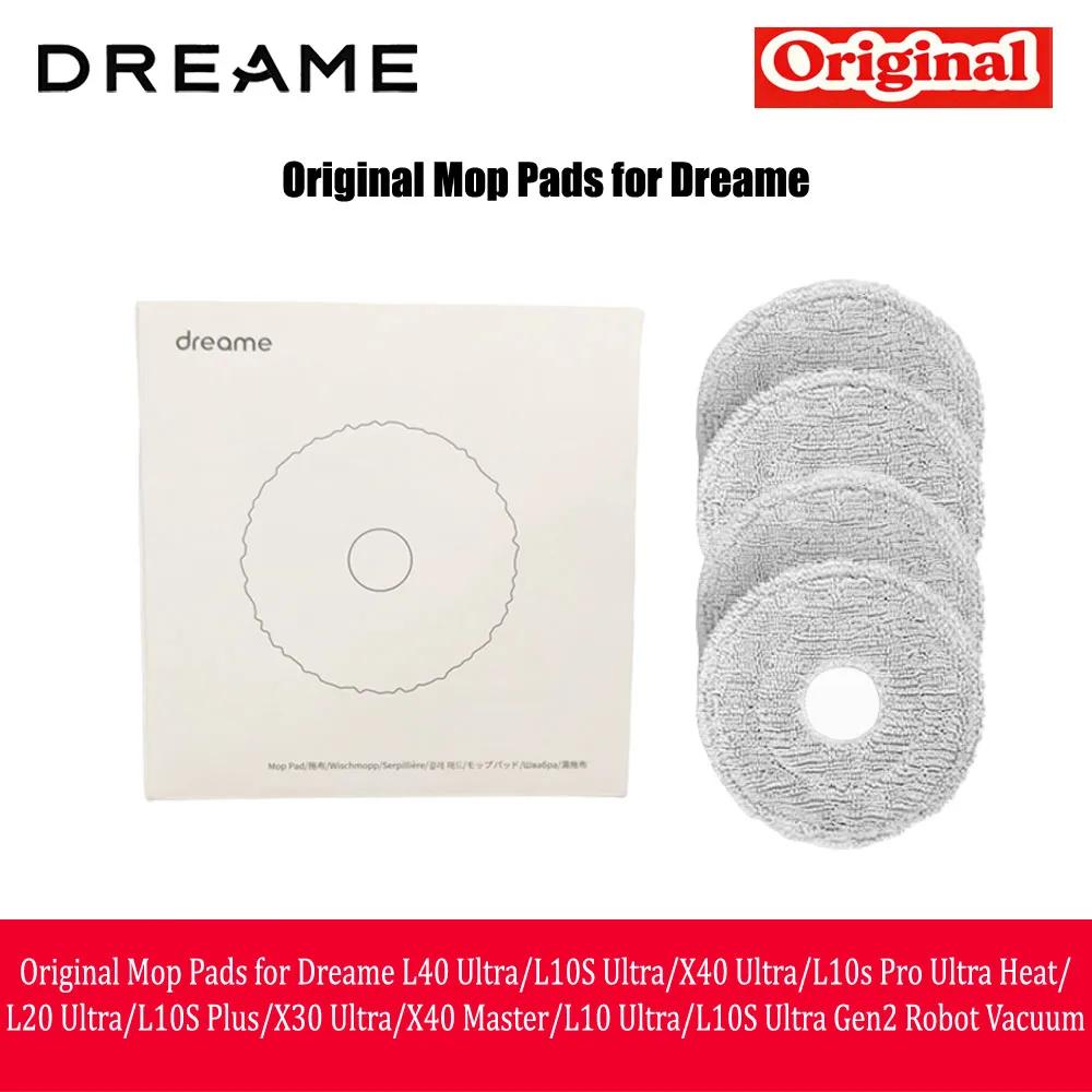 Original Mop Pads for Dreame L40 Ultra/L10S Ultra/X40 Ultra/L10s Pro Ultra Heat/L20 Ultra/L10S Plus/X30 Ultra/X40 Master(4-pack)