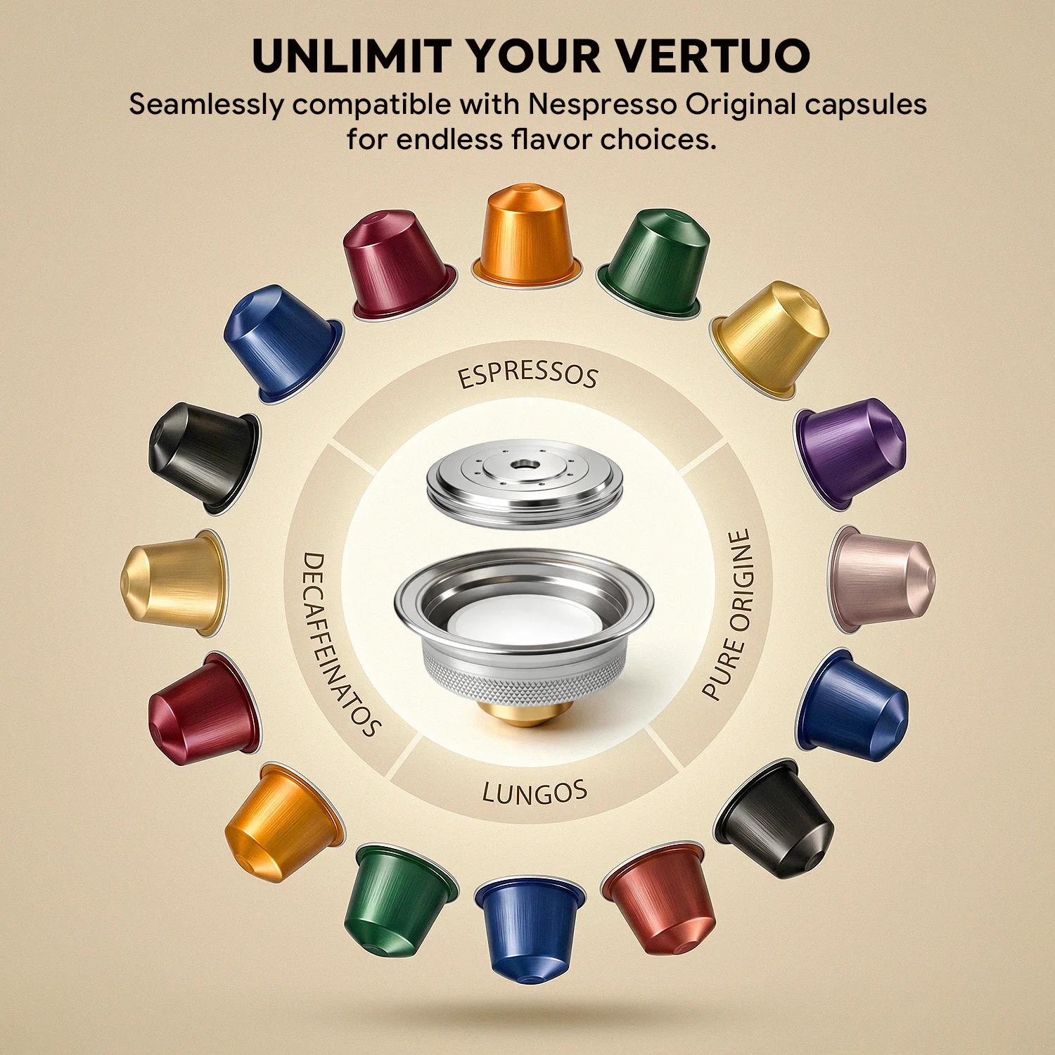 Reusable Coffee Capsule Adapter for Nespresso Vertuo Pop / VertuoLine Next – Converts to Vertuo Pods Compatible Accessory