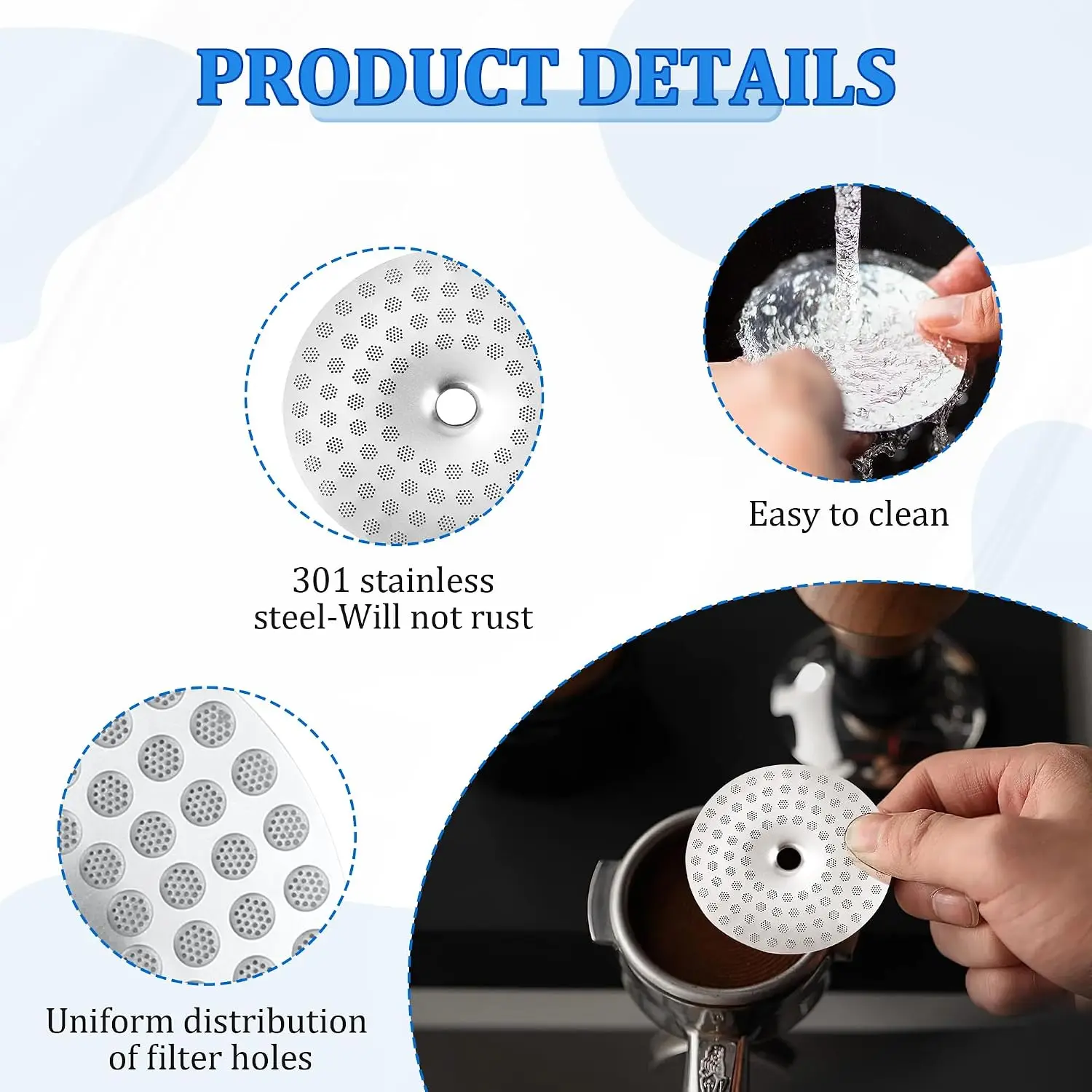 Stainless Steel Precision Shower Screen 51.5mm Compatible with Most of Coffee Machine Replacement Part