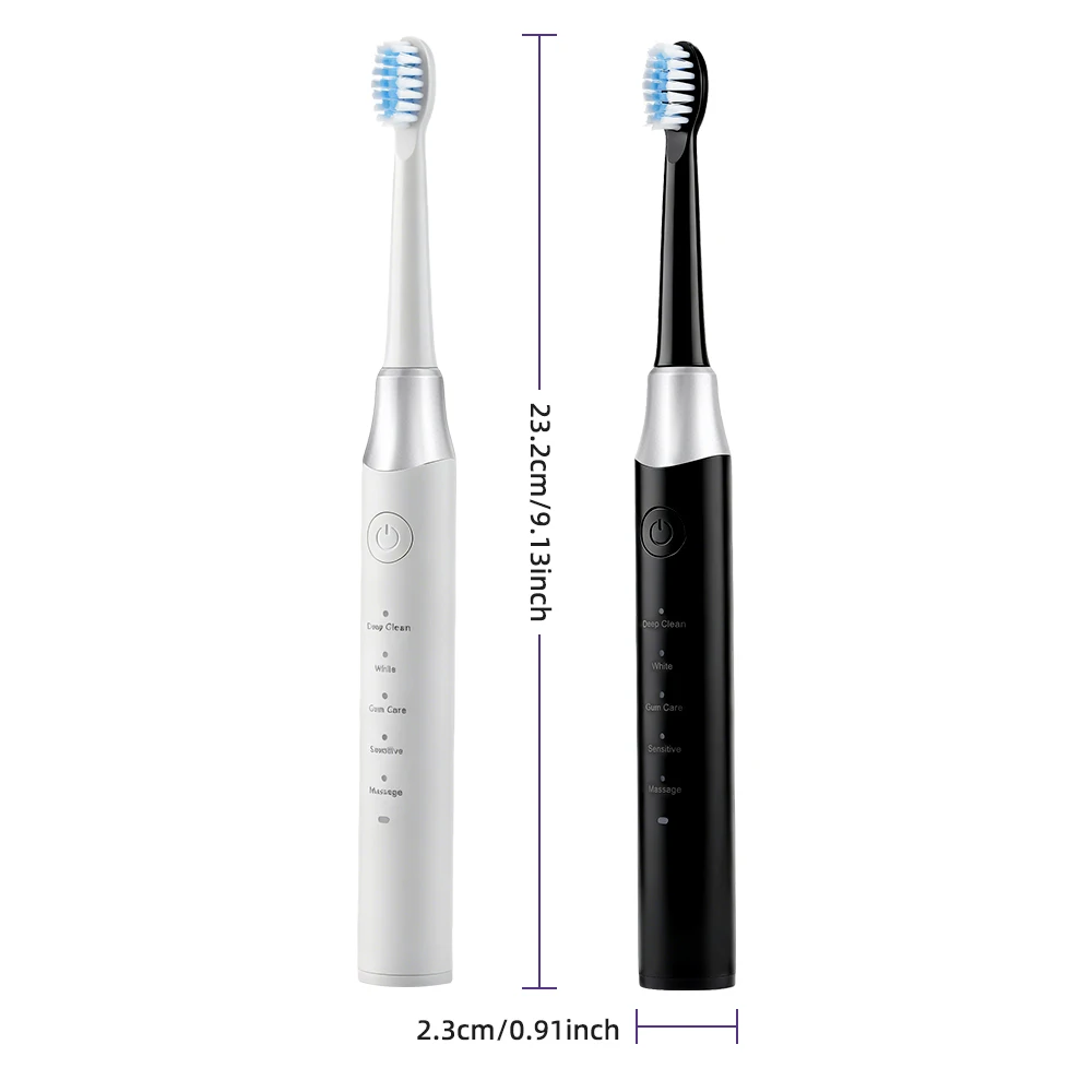 Electric Toothbrush Rechargeable 5 Modes IPX7 Waterproof, Adult Toothbrush with 4 Heads, 60-Day Battery USB-C, Travel Gift