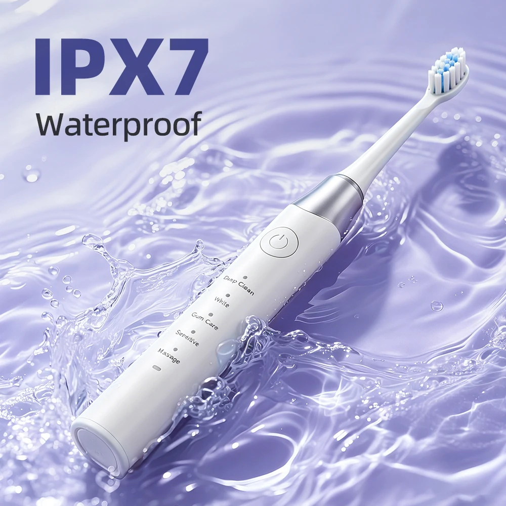 Electric Toothbrush Rechargeable 5 Modes IPX7 Waterproof, Adult Toothbrush with 4 Heads, 60-Day Battery USB-C, Travel Gift