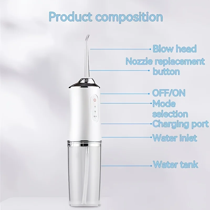 Electric Oral Irrigator Portable Water Flosser 220ML 3-Mode Tooth Pick Cleaner Waterpulse