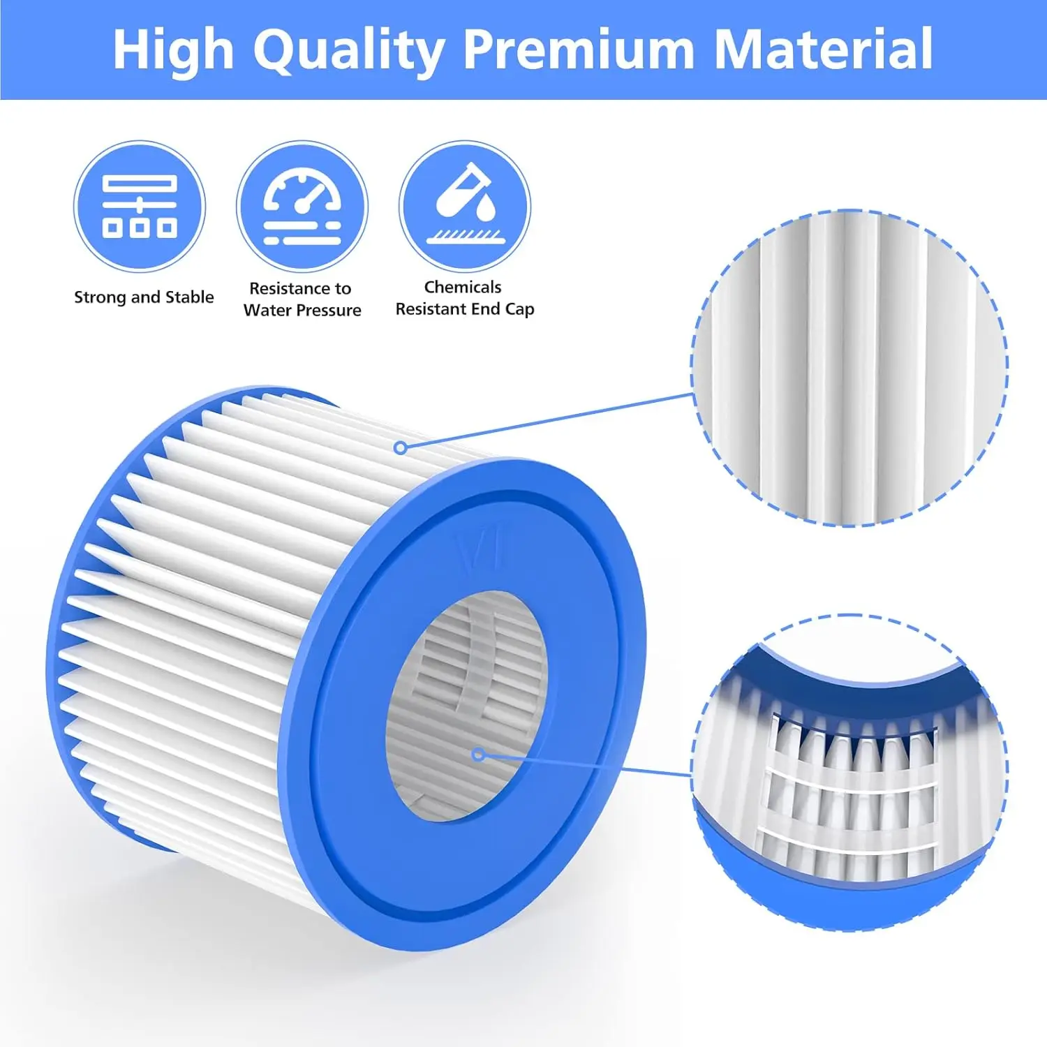 Hot Tub Filter VI, Spa Filter Cartridge for Bestway VI Lay-Z-Spa Intex, Coleman SaluSpa 90352E 58323 58323E, Hot Tub Spa Filters