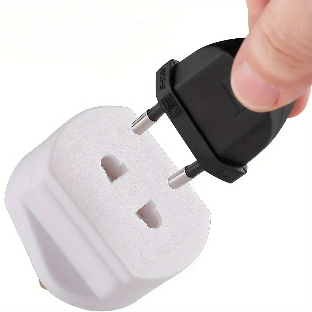 UK 2-Pin to 3-Pin Plug Adapter for Electric Toothbrush/Shaver Charging Bathroom Safe Razor Socket Converter with 3-Prong Charger