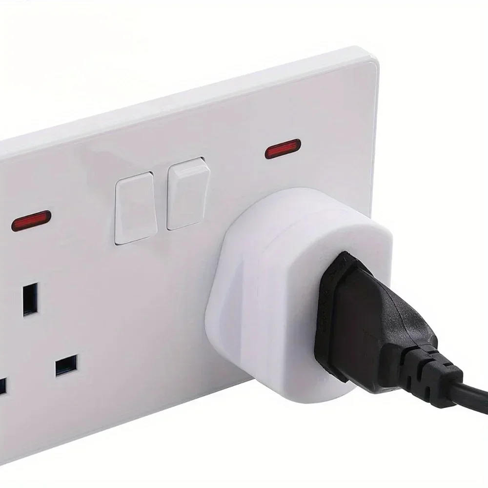 UK 2-Pin to 3-Pin Plug Adapter for Electric Toothbrush/Shaver Charging Bathroom Safe Razor Socket Converter with 3-Prong Charger