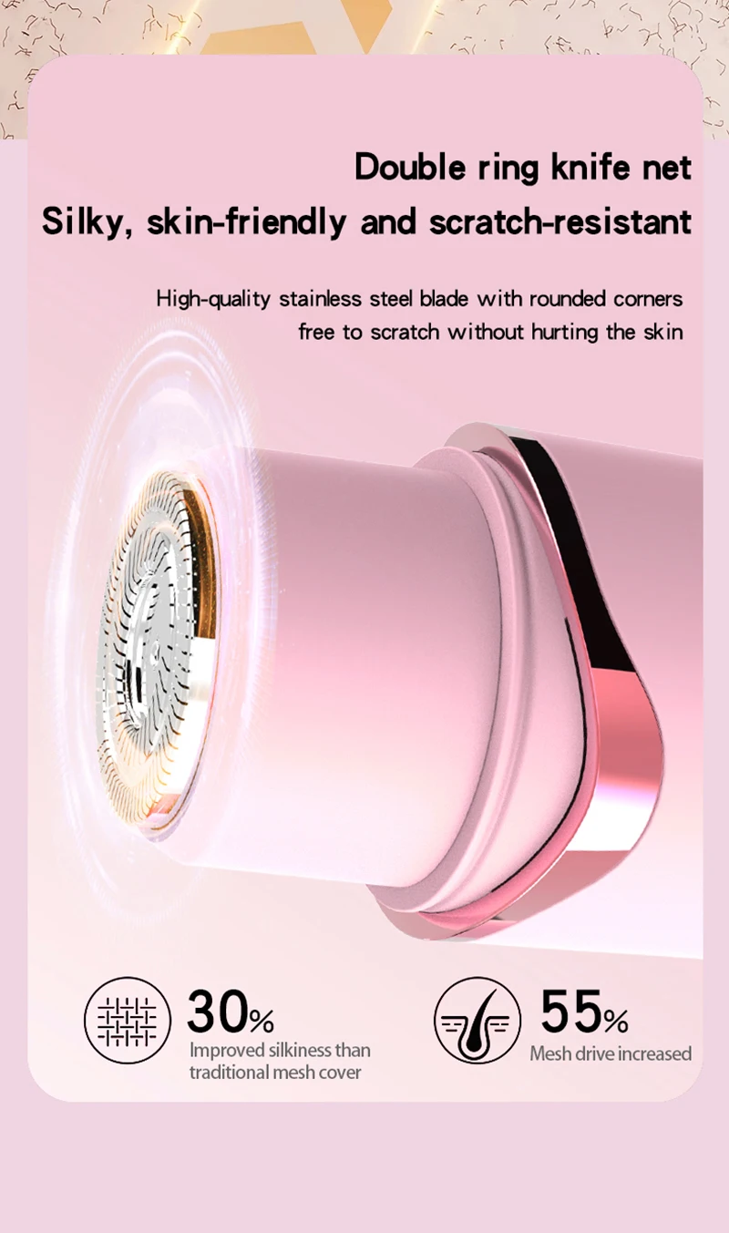 Dual-purpose Female Hair Trimmer 2-IN-1 Electric Shaver & Hair Clipper For Women Facial Leg Bikini Body Painless Hair Remover