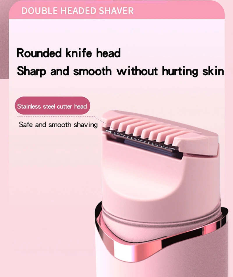 Dual-purpose Female Hair Trimmer 2-IN-1 Electric Shaver & Hair Clipper For Women Facial Leg Bikini Body Painless Hair Remover