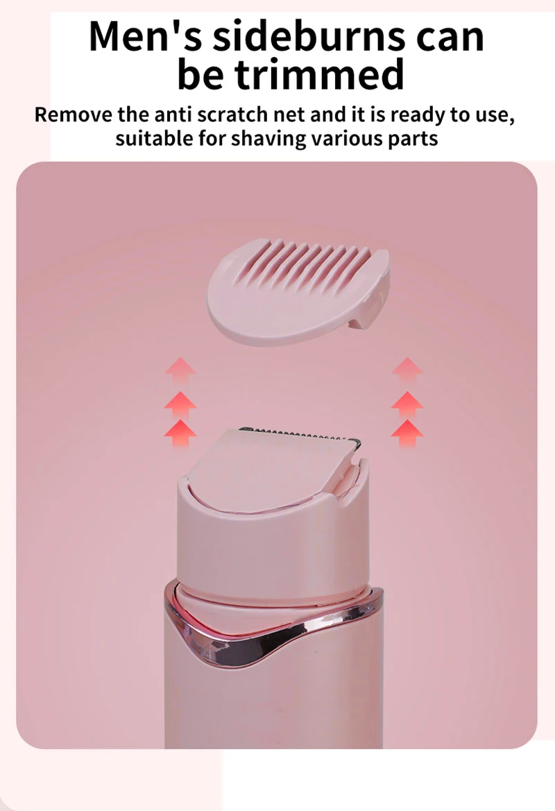 Dual-purpose Female Hair Trimmer 2-IN-1 Electric Shaver & Hair Clipper For Women Facial Leg Bikini Body Painless Hair Remover