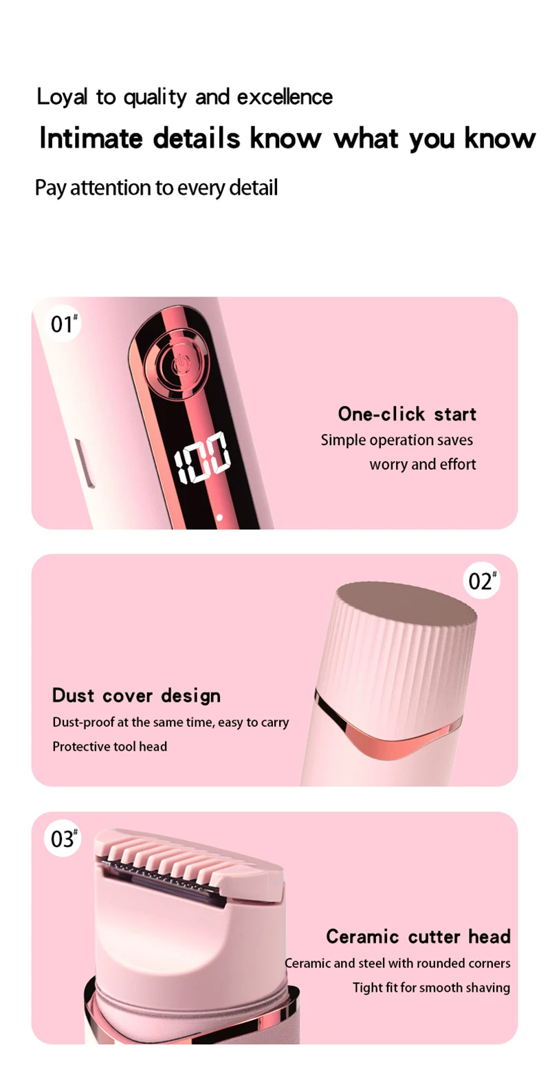 Dual-purpose Female Hair Trimmer 2-IN-1 Electric Shaver & Hair Clipper For Women Facial Leg Bikini Body Painless Hair Remover