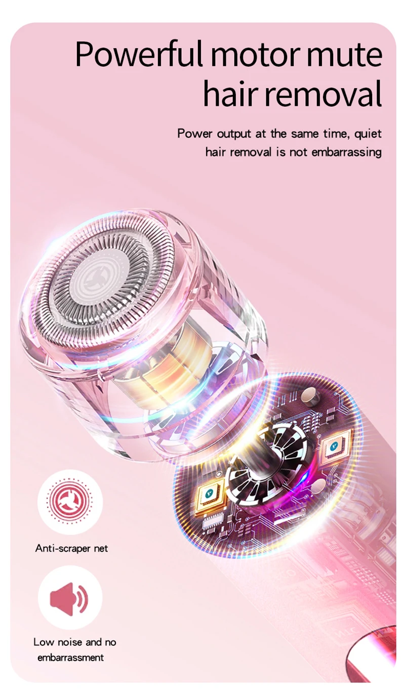 Dual-purpose Female Hair Trimmer 2-IN-1 Electric Shaver & Hair Clipper For Women Facial Leg Bikini Body Painless Hair Remover