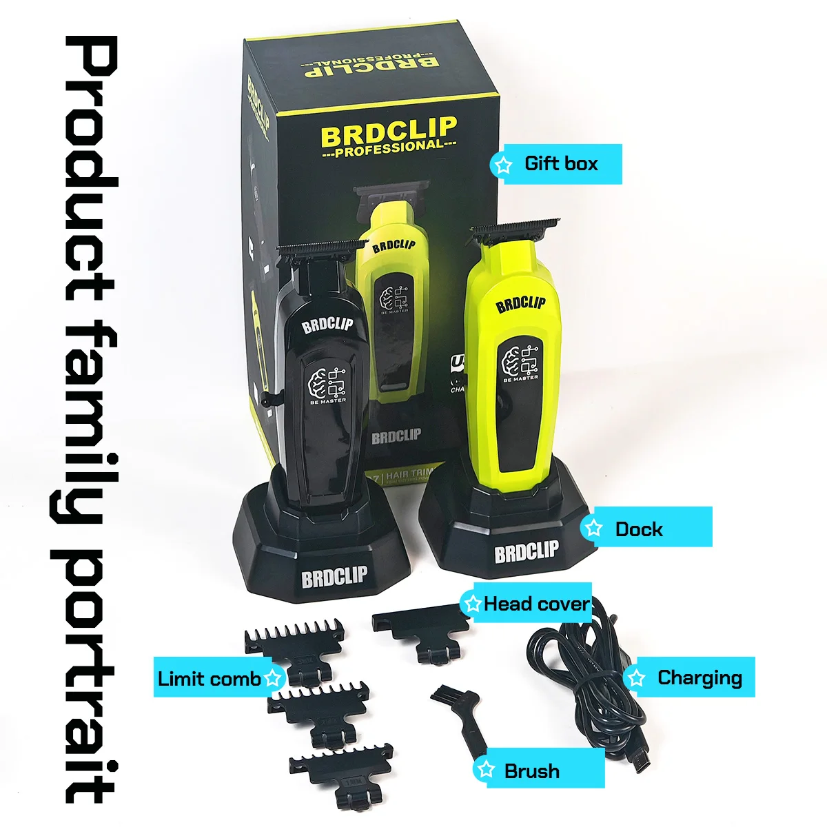 BRD 106 107 609 Professional Electric Hair Clipper Hair Trimmer DLC Blade with Base 7500RPM 8000RPM 7000RPM Barber Set BRDCLIP
