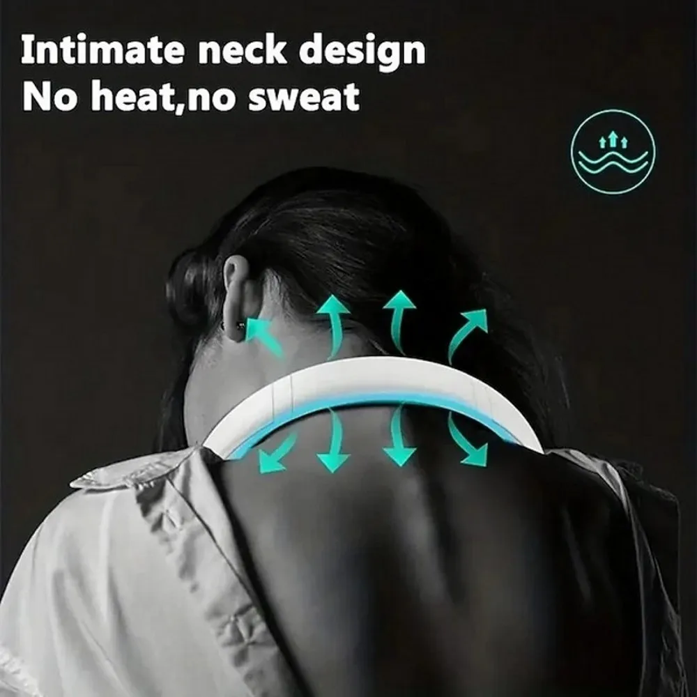 Fan Long Battery Neck Portable No Bladeless Hanging Neck Rechargeable Air Cooler 3 Speed Mini Summer Sport Fan 1200mAh