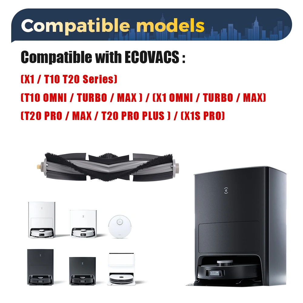 Main Brushes For Ecovacs Deebot T10 OMNI/TURBO/MAX/X1 Omni /TURBO/MAX/T20/T20 PRO PLUS/X1S PRO Robot Vacuum Cleaner Replacement