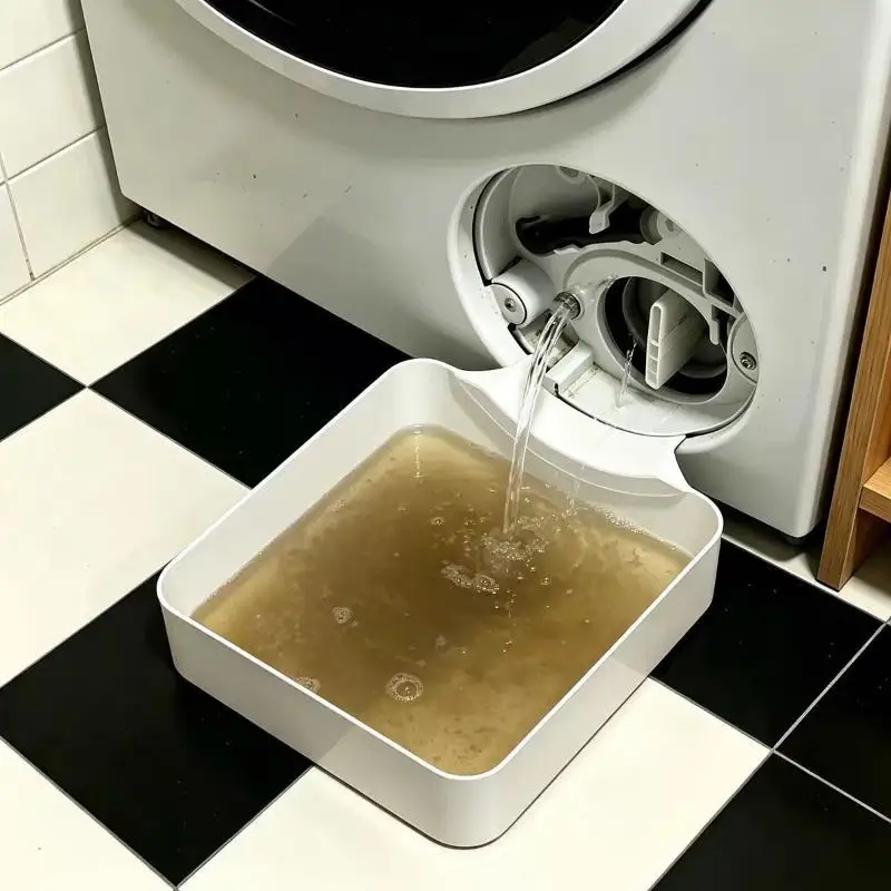 [New] [New] Washing Machine Drainage Tray 3D Printing Drain Funnel Drip Tray Cleans Lint Filters Stops Floor Spills