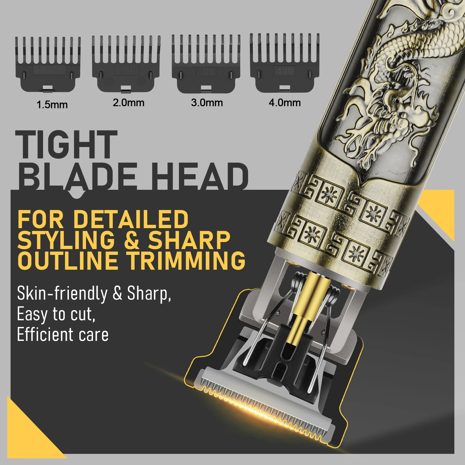 USB Rechargeable Vintage T9 Hair Trimmer for Men Professional Barber Hair Clipper Beard Edge Cutting Machine with Guide Combs