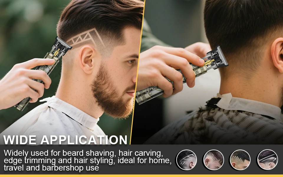 USB Rechargeable Vintage T9 Hair Trimmer for Men Professional Barber Hair Clipper Beard Edge Cutting Machine with Guide Combs