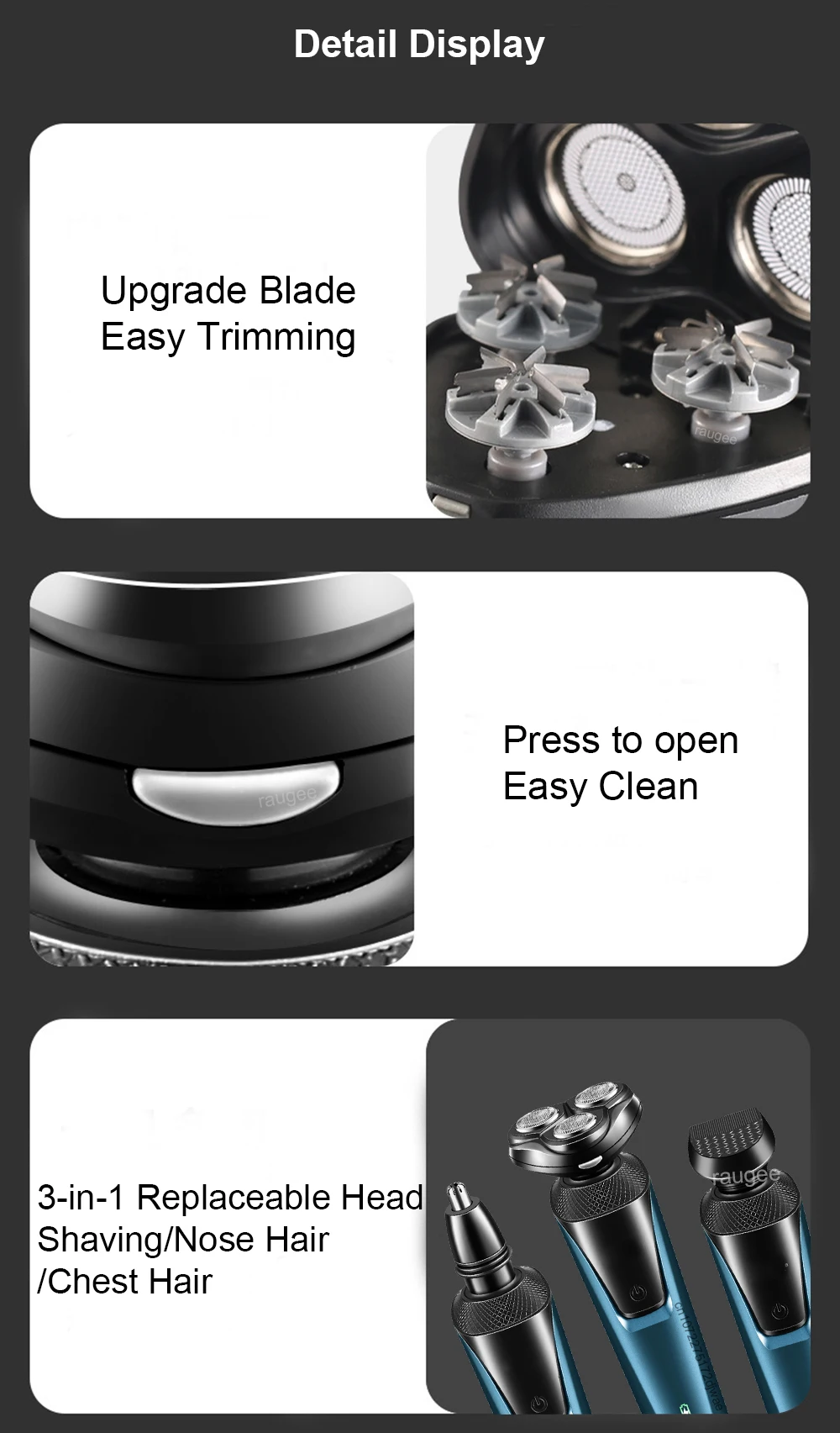 Electric Shaver for Men Portable Men's Electric Razor Beard Trimmer Electric Shaving Machine USB Rechargeable Body Hair Trimmer