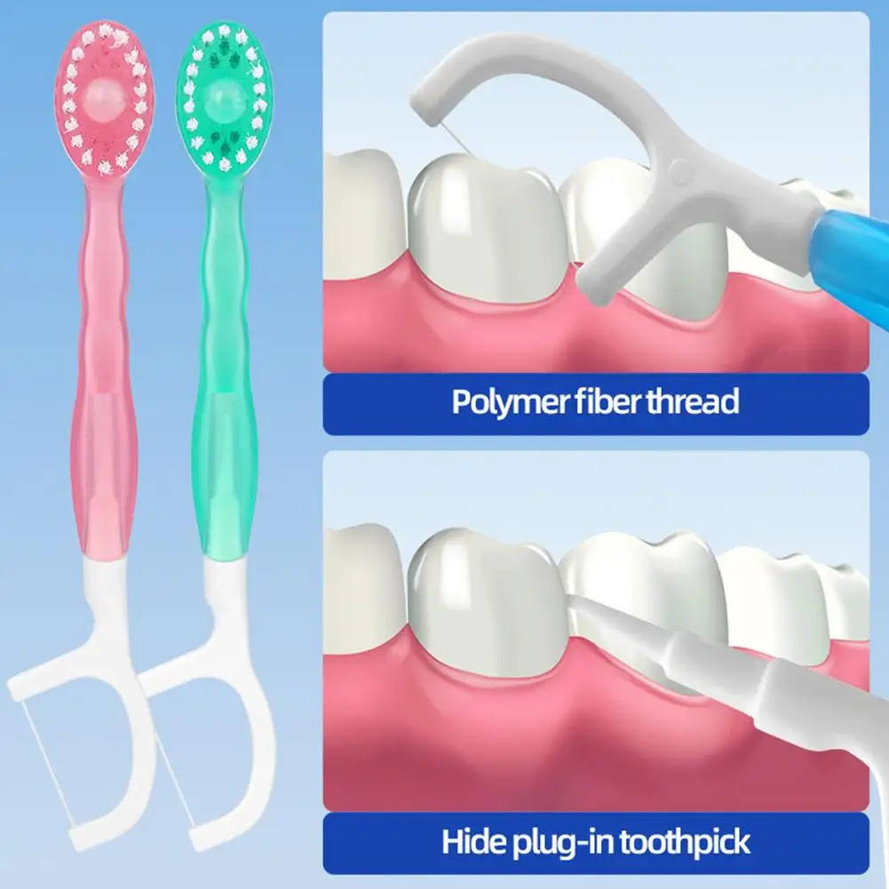 Disposable Toothbrush Exploded Beads Adults Cleaning Toothbrush Portable Tooth Brush With Dental Floss Tongue Scraper for Travel