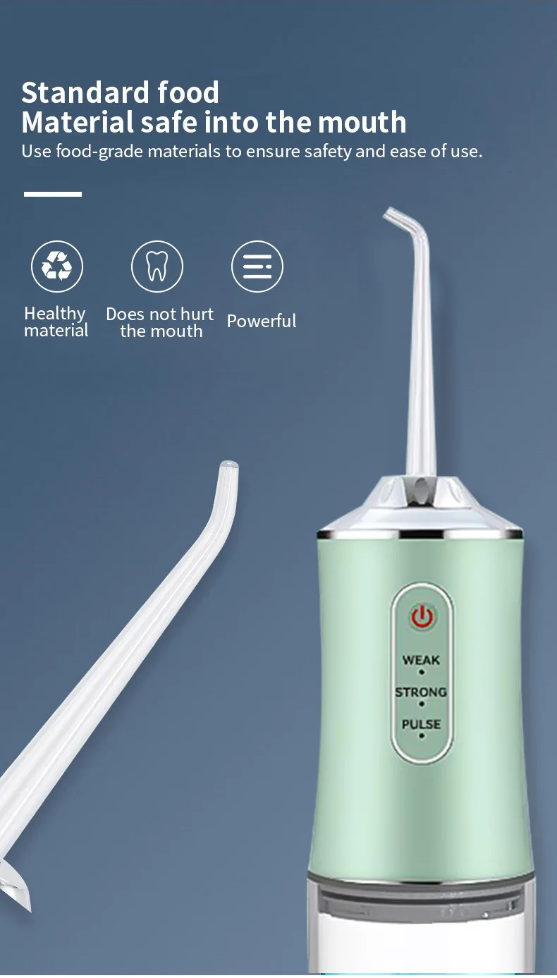 Portable Dental Water Flosser Oral Irrigator USB Rechargeable Water Floss Jet Tooth Pick 4 Tips 220ml Mouth washing machine