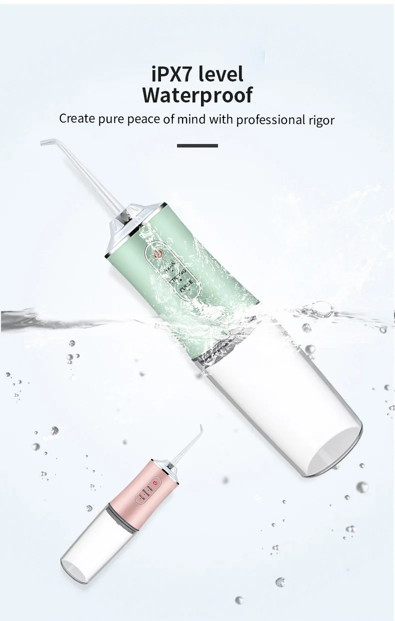 Portable Dental Water Flosser Oral Irrigator USB Rechargeable Water Floss Jet Tooth Pick 4 Tips 220ml Mouth washing machine