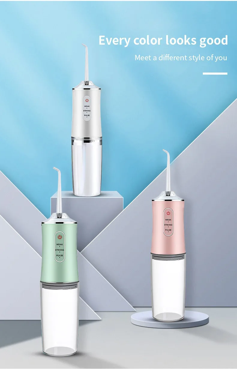 Portable Dental Water Flosser Oral Irrigator USB Rechargeable Water Floss Jet Tooth Pick 4 Tips 220ml Mouth washing machine