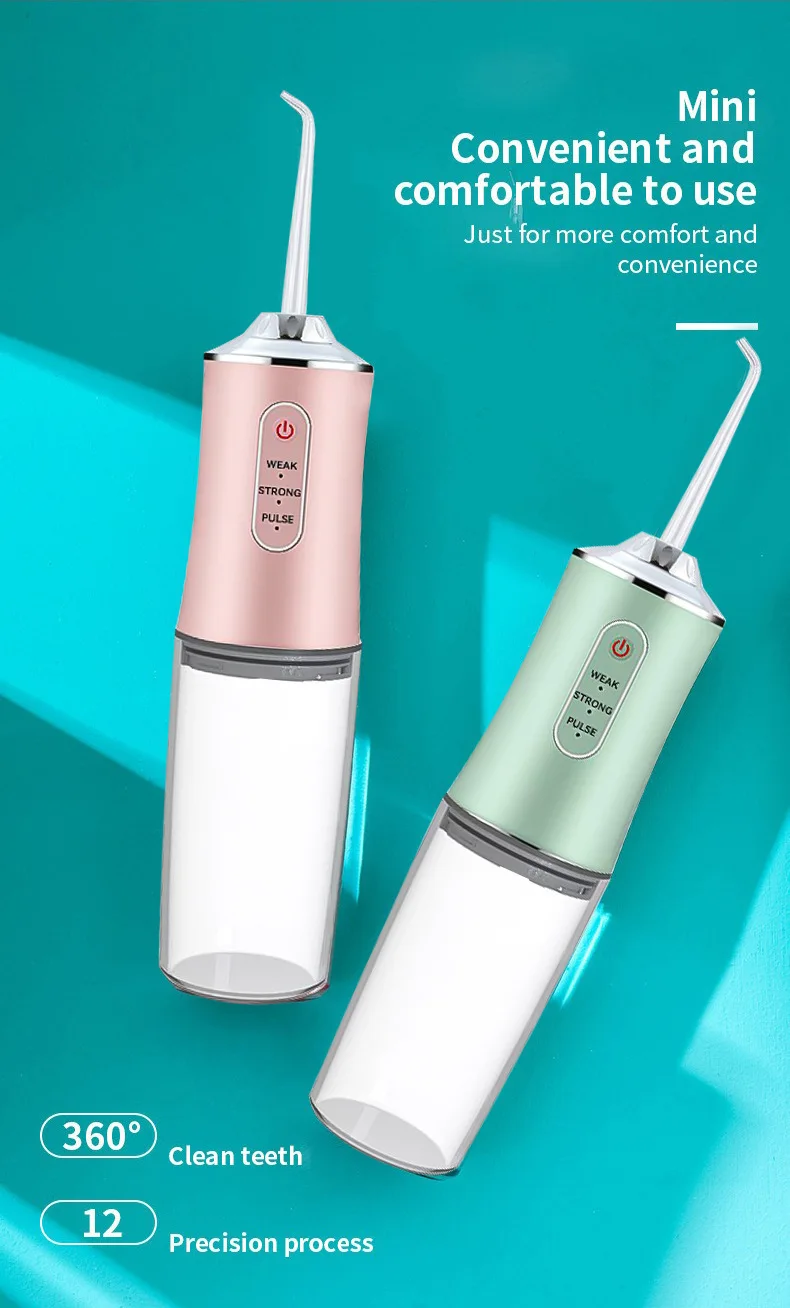 Portable Dental Water Flosser Oral Irrigator USB Rechargeable Water Floss Jet Tooth Pick 4 Tips 220ml Mouth washing machine