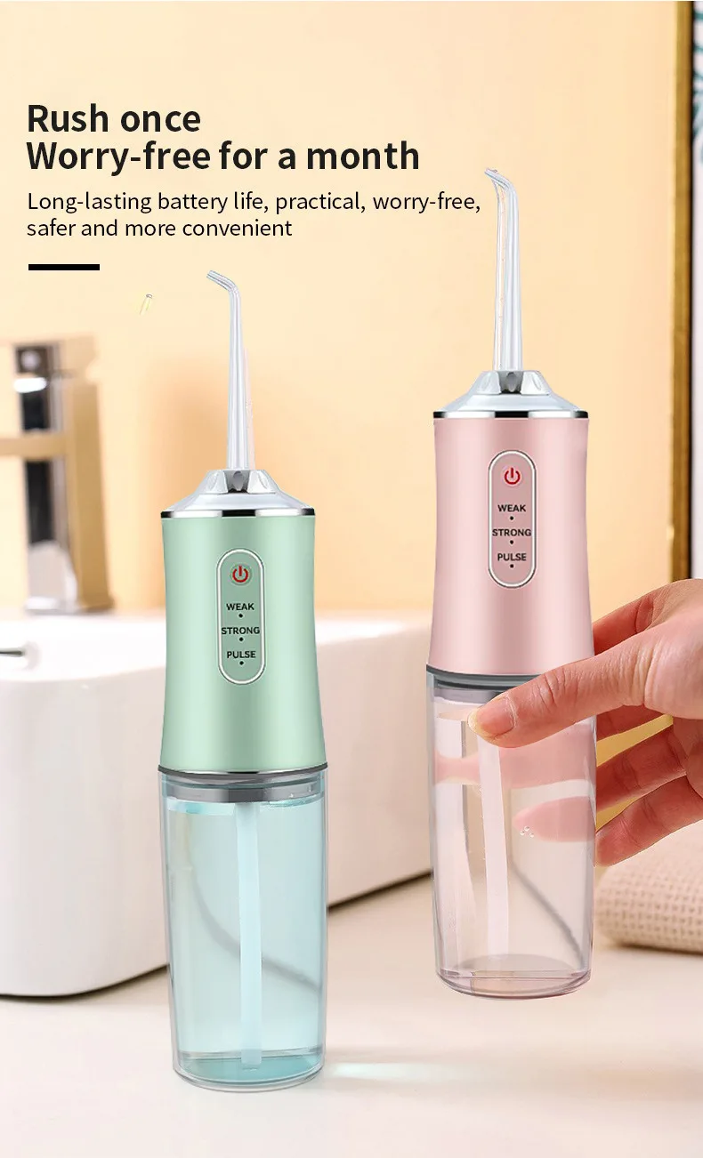 Portable Dental Water Flosser Oral Irrigator USB Rechargeable Water Floss Jet Tooth Pick 4 Tips 220ml Mouth washing machine